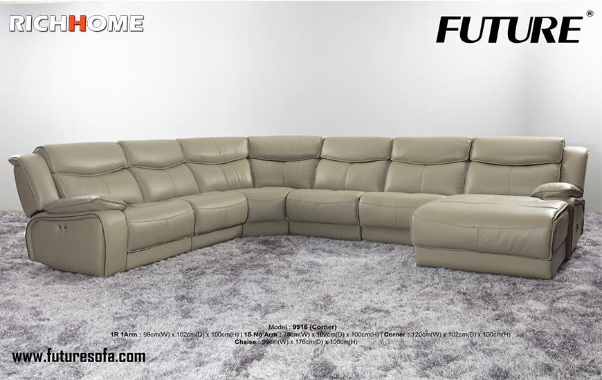 10 mẫu sofa góc da bò future model  9916 nhập khẩu chính hãng