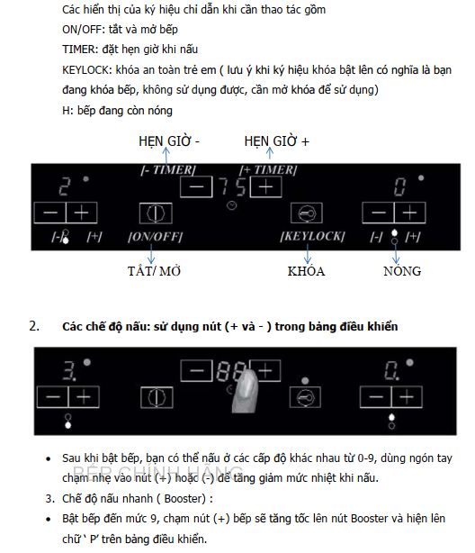 bang dieu khien RPI7220 - BẾP TỪ ROSIERES RPI7220/1