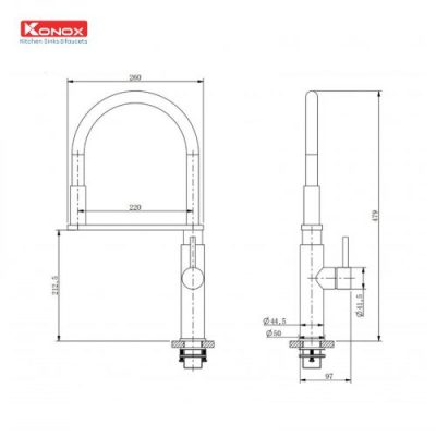 Voi rua bat than mem KN1618 Ban ve 500x500 1 400x400 - VÒI RỬA KONOX KN1618