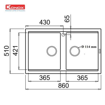 Chậu rửa đá Konox Phoenix 860 White Silver