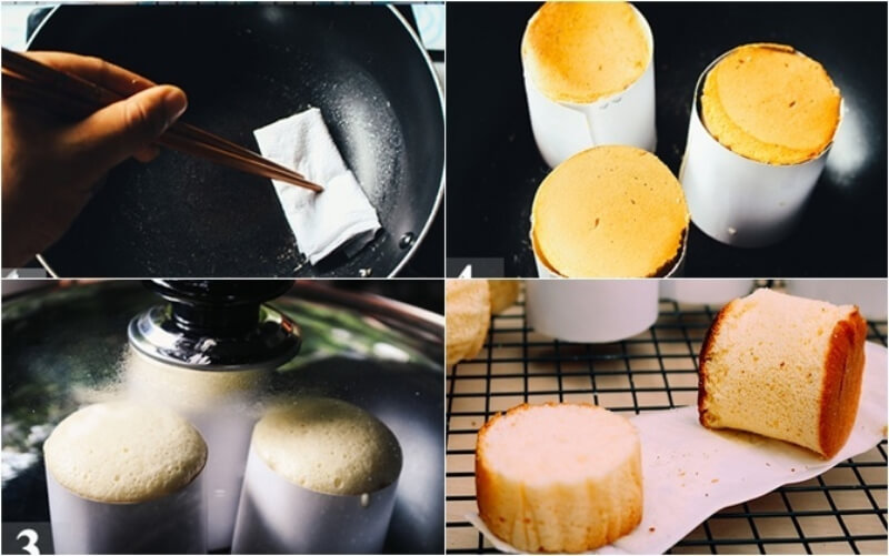 Làm bánh bông lan bằng chảo chống dính