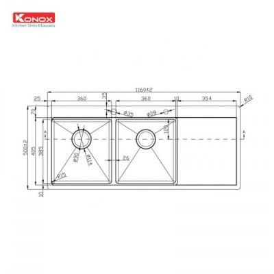 Chậu rửa bát Workstation Sink – Topmount Sink KN11650TD – Bàn phải