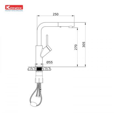 Voi rua bat day rut Artan Ban ve 1 500x500 2 400x400 - Vòi rửa bát dây rút Artan Nickel (Konox)