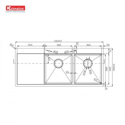 Chậu rửa bát Workstation Sink – Topmount Sink KN11650TD – Bàn trái