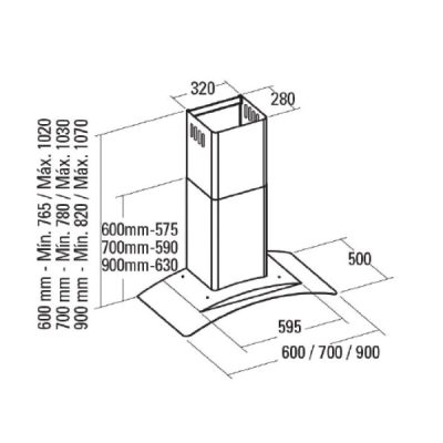 MÁY HÚT MÙI ÁP TƯỜNG KÍNH CONG CATA GAMMA 900