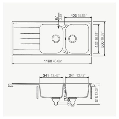 Chậu đá Hafele Julius HS18-GED2R80 (570.35.360)