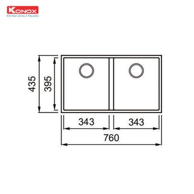 Chậu rửa Bát Konox model: Granite Veloci 760D Grey