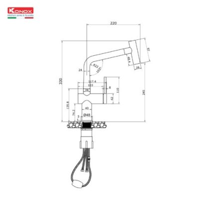 Vòi rửa bát rút dây Volta Chrome