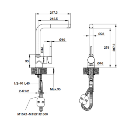 Vòi rửa Hafele Titus HT19-GH1P278 (570.51.380)