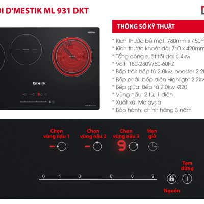 BẾP TỪ ĐÔI D’MESTIK ML931 DKT