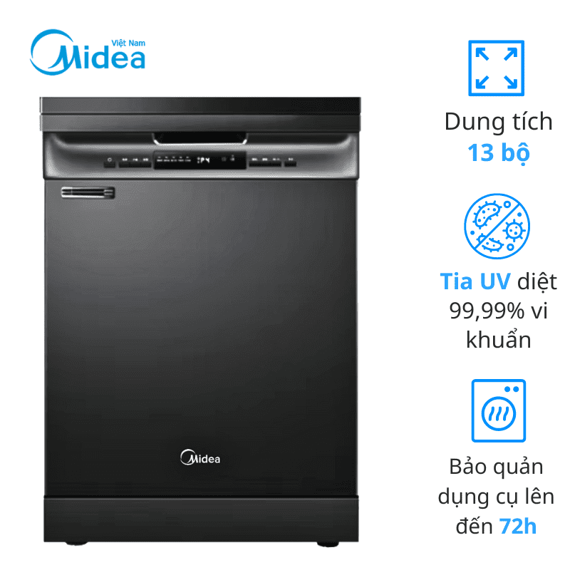 MAY RUA BAT MIDEA MDW13 7635QB 1 - MÁY RỬA BÁT MIDEA MDW13-7635QB