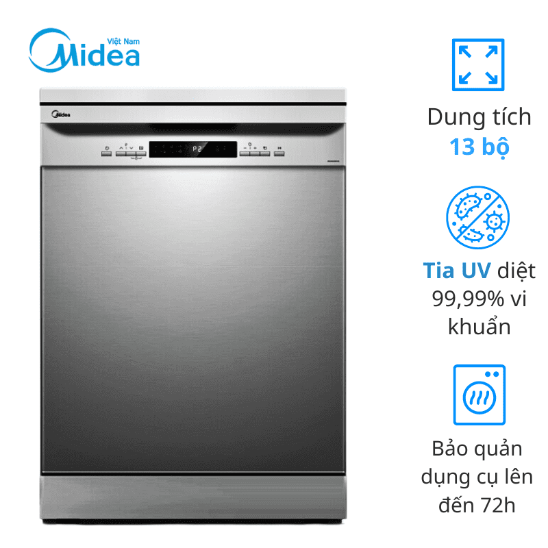 MAY RUA BAT MIDEA MDW13 7635QS 1 - MÁY RỬA BÁT MIDEA MDW13-7635QS