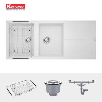 Chậu rửa đá Konox Livello 1160 White Silver