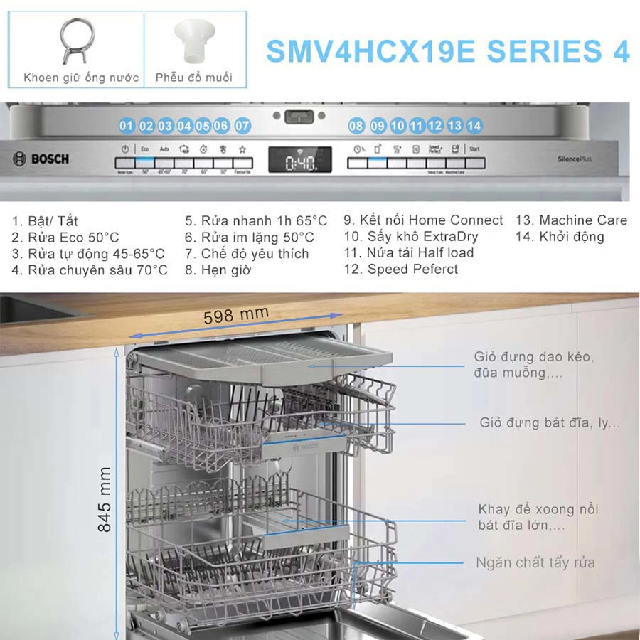 MÁY RỬA BÁT ÂM TOÀN PHẦN BOSCH SMV4HCX19E SERIES 4 MÁY RỬA BÁT ÂM TOÀN PHẦN BOSCH SMV4HCX19E SERIES 4